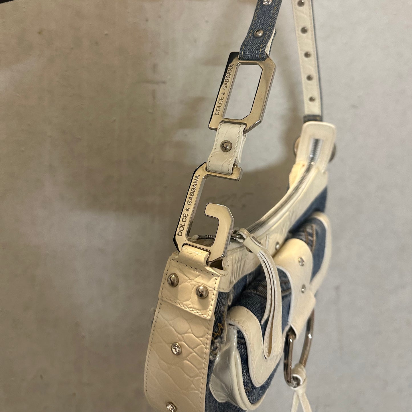 Dolce & Gabbana Denim Flap Front Shoulder Bag