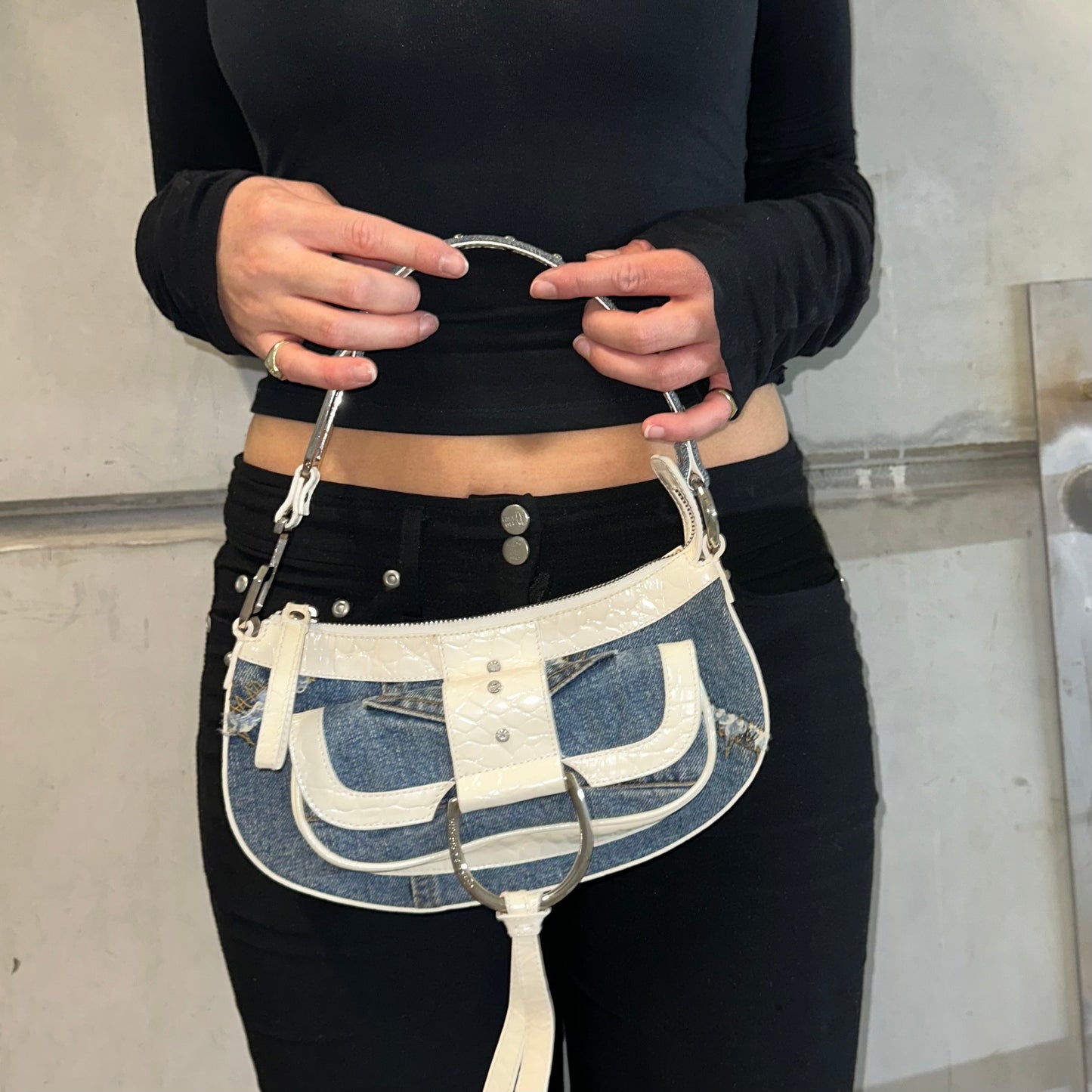 Dolce & Gabbana Denim Flap Front Shoulder Bag