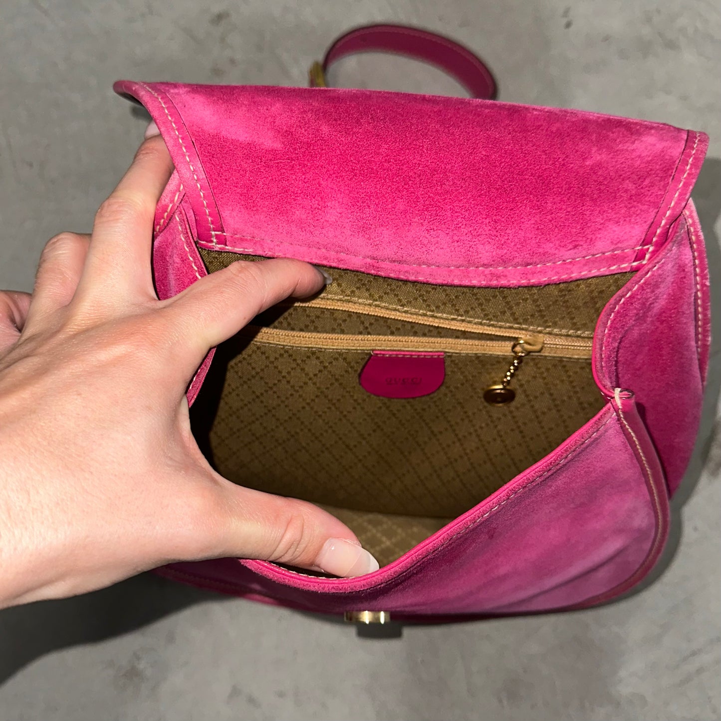 Gucci Hot Pink Suede Crossbody