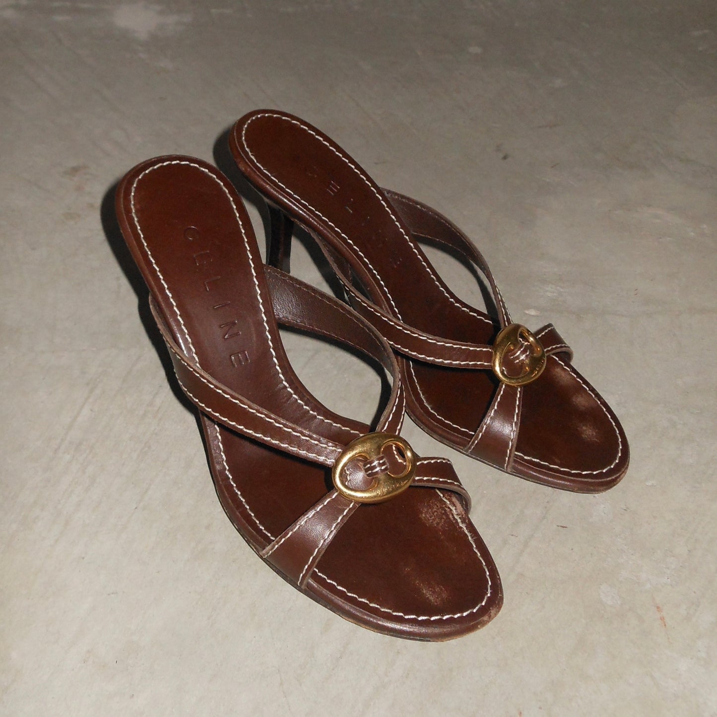 Celine Brown Leather Heels (35)