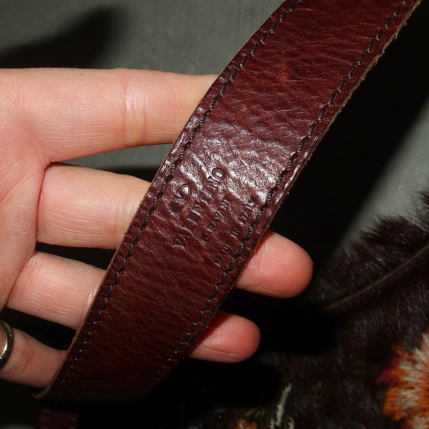 Valentino Embroidered Fur Bag