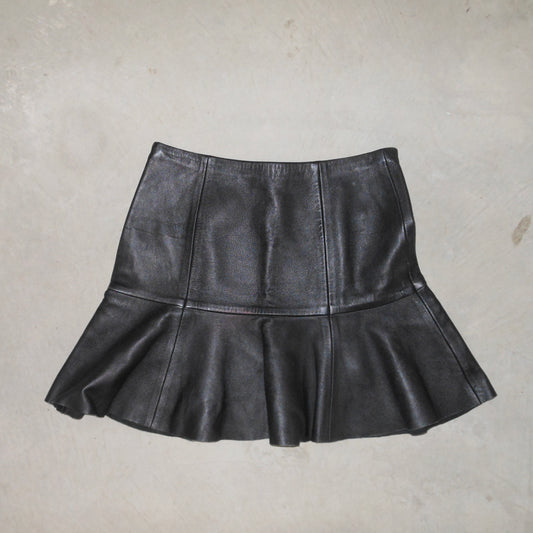 Ralph Lauren Leather Peplum Mini Skirt