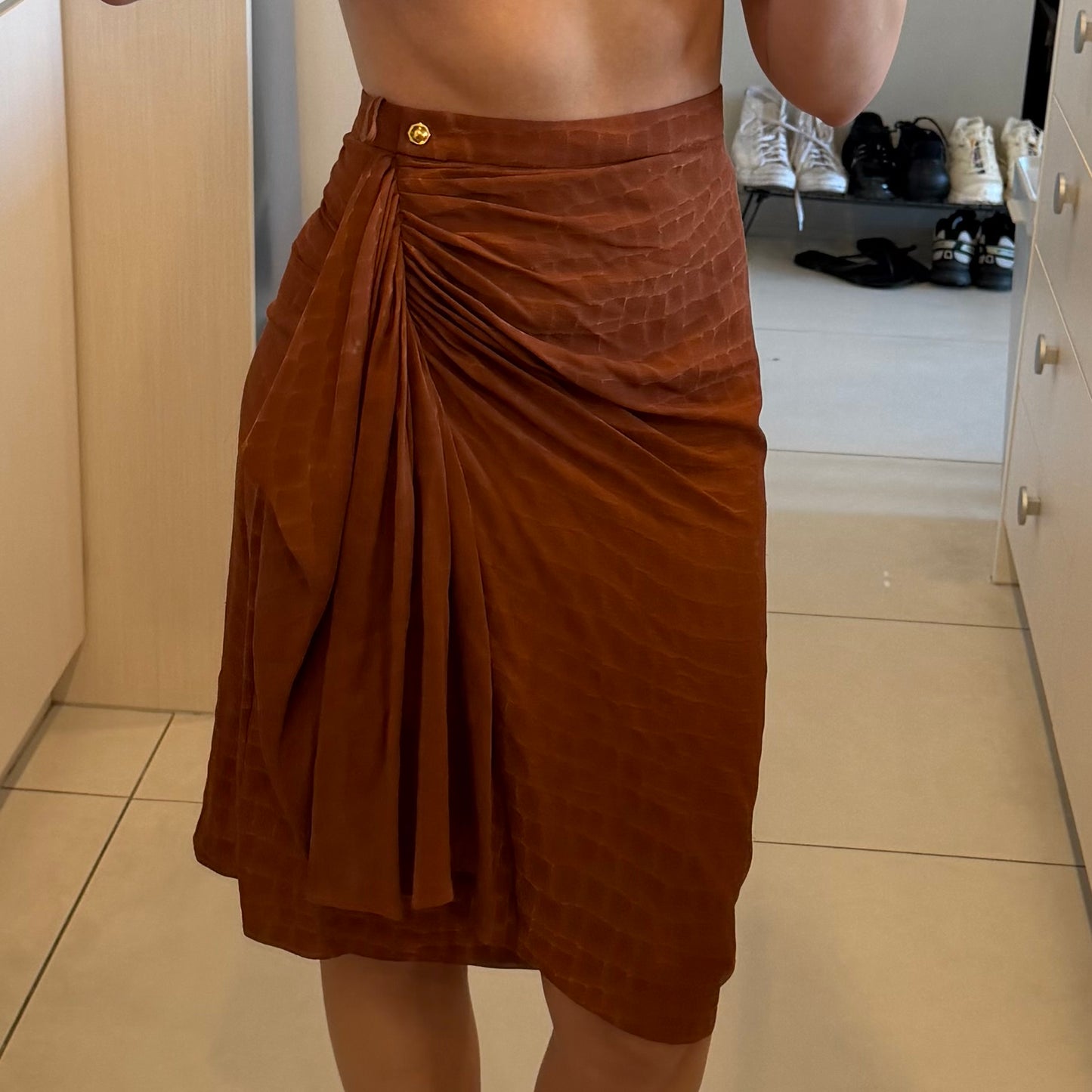 Gucci 2012 Burnt Orange Silk Skirt