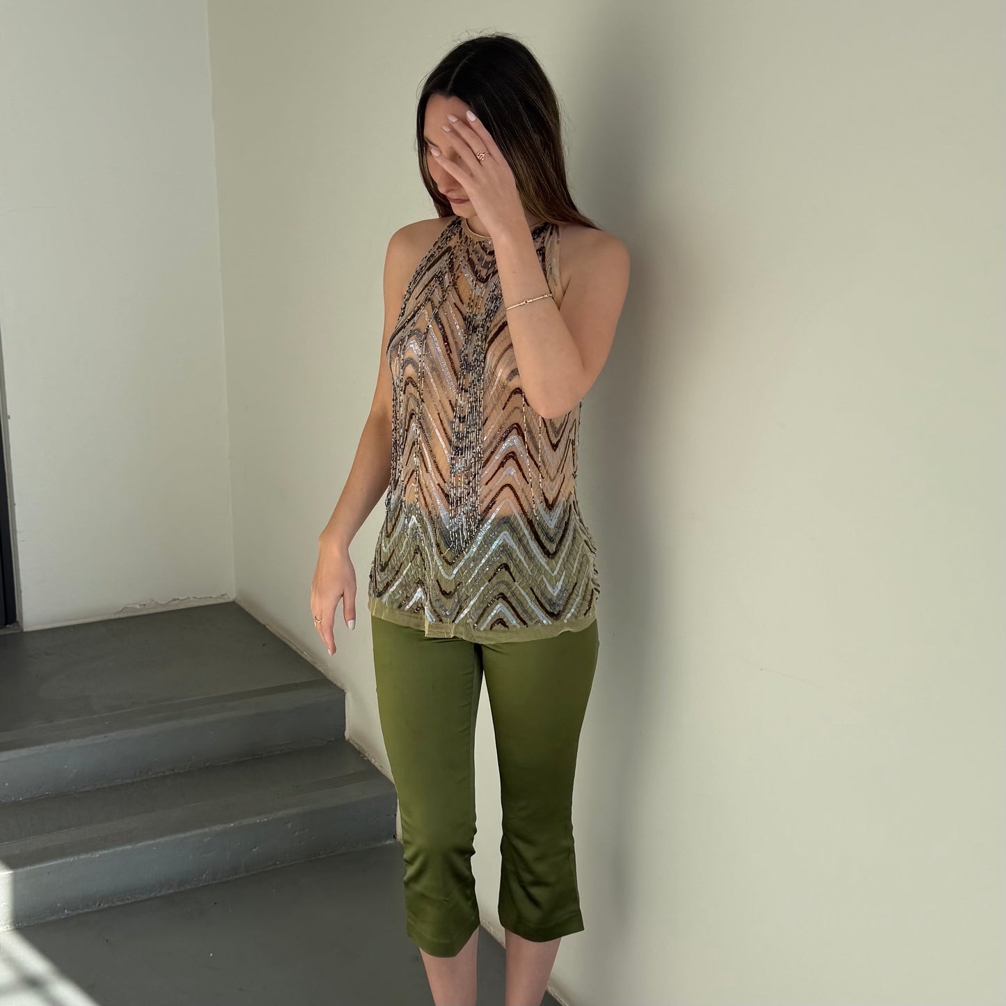 D&G Green Satin Capris