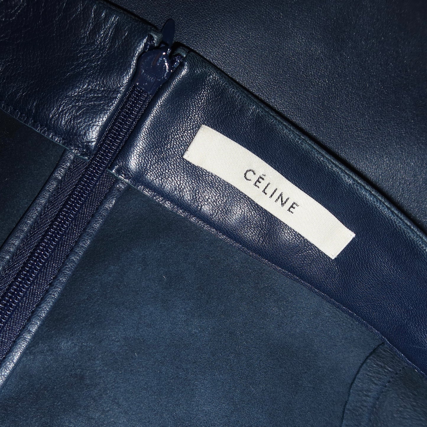 Celine Navy Lambskin Skirt