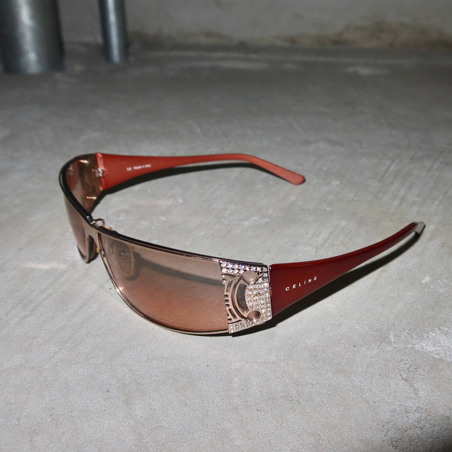 Celine Rhinestone Split Logo Sunglasses