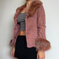 Morgan De Toi Pink Suede Jacket with Real Fur