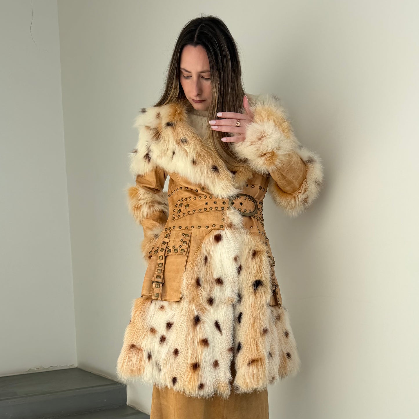 Vintage Italian Leather and Fur Coat