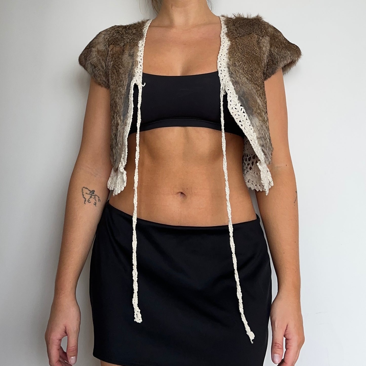 Vintage Real Fur Bolero with Crotchet Lining