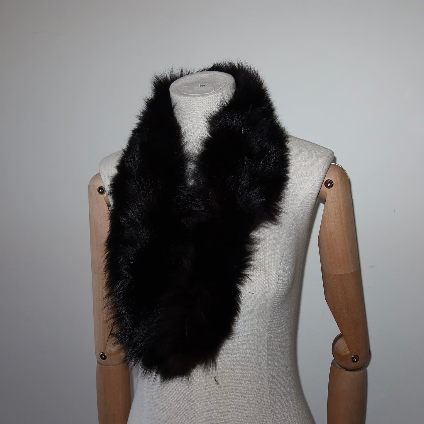 Vintage Skinny Black Real Fur Collar