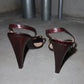 Celine Croc Print Leather Heels with Gold Charm Hardware (38)
