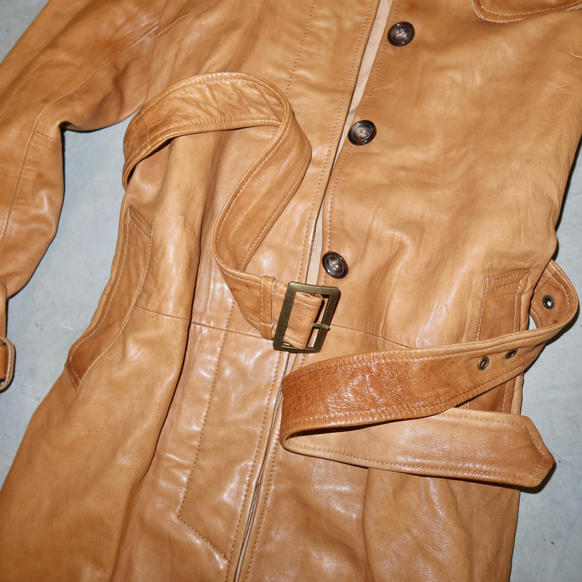 Vintage Fur Trim Leather Trench