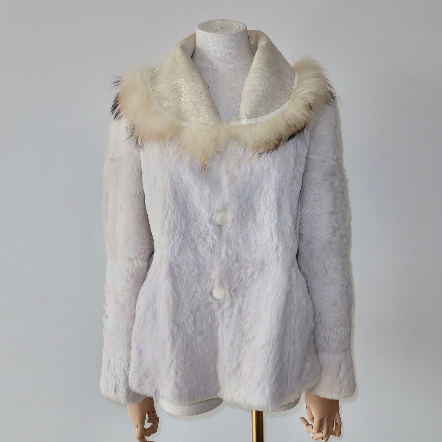 Vintage Gold Leather and Real Fur Reversible Jacket