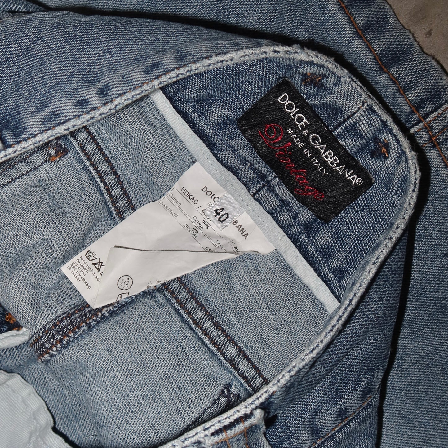 Dolce & Gabbana SS2003 Rhinestone Denim Mini