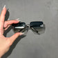 Chanel Blue Ombré Tinted Rimless Sunglasses with Swarovski’s