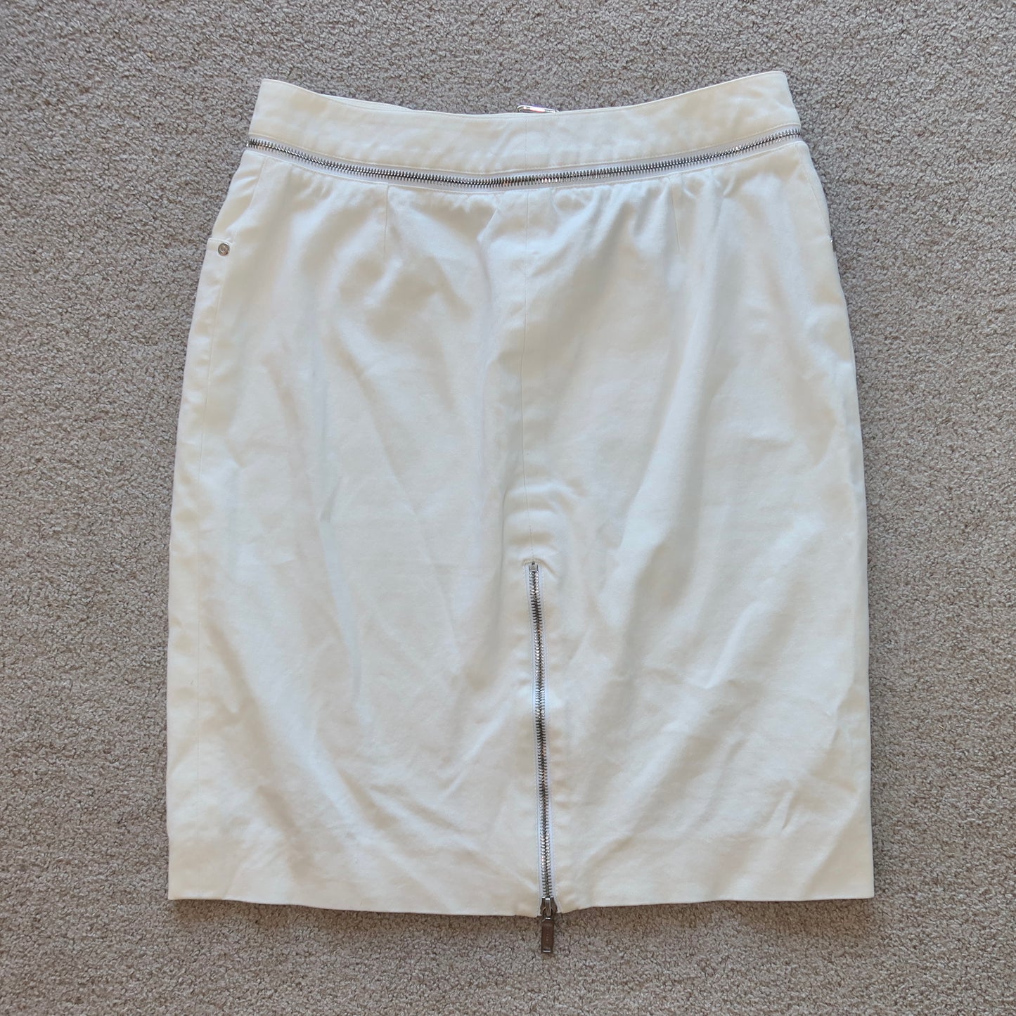 Celine White Zip Skirt