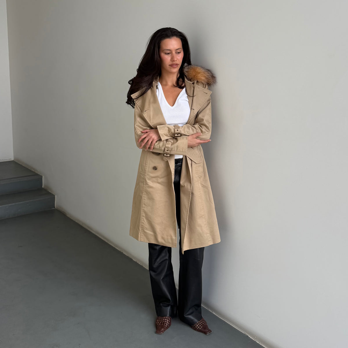 Vintage Fur Trim Trench