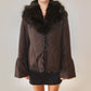 Balmain Brown Nylon and Fur Coat