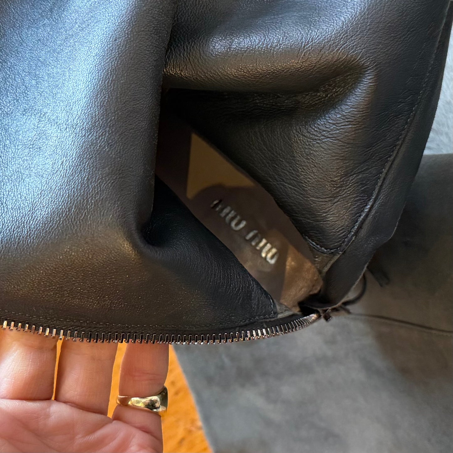 Miu Miu Grey Suede Boots (38)