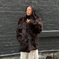 Vintage Dark Brown Real Fur Coat