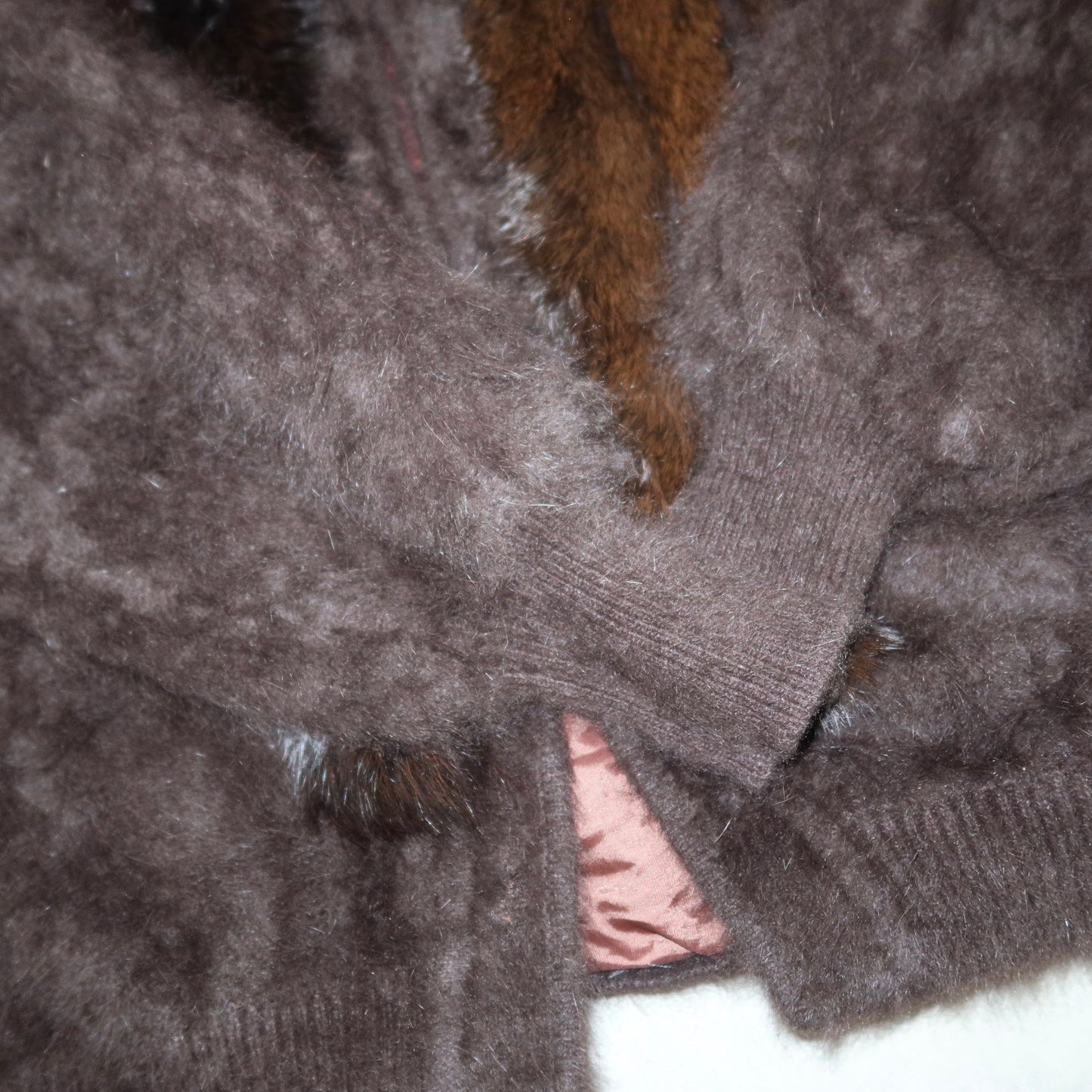 Vintage Brown Angora and Real Fur Cardigan