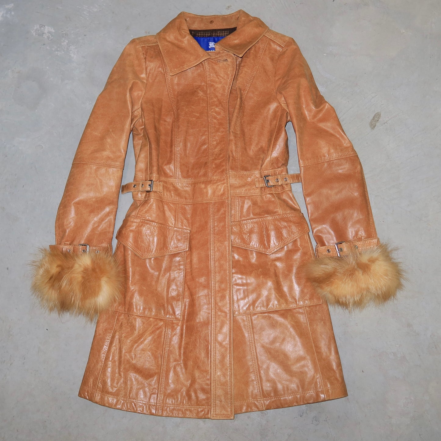 Burberry Leather and Fox Fur Trench
