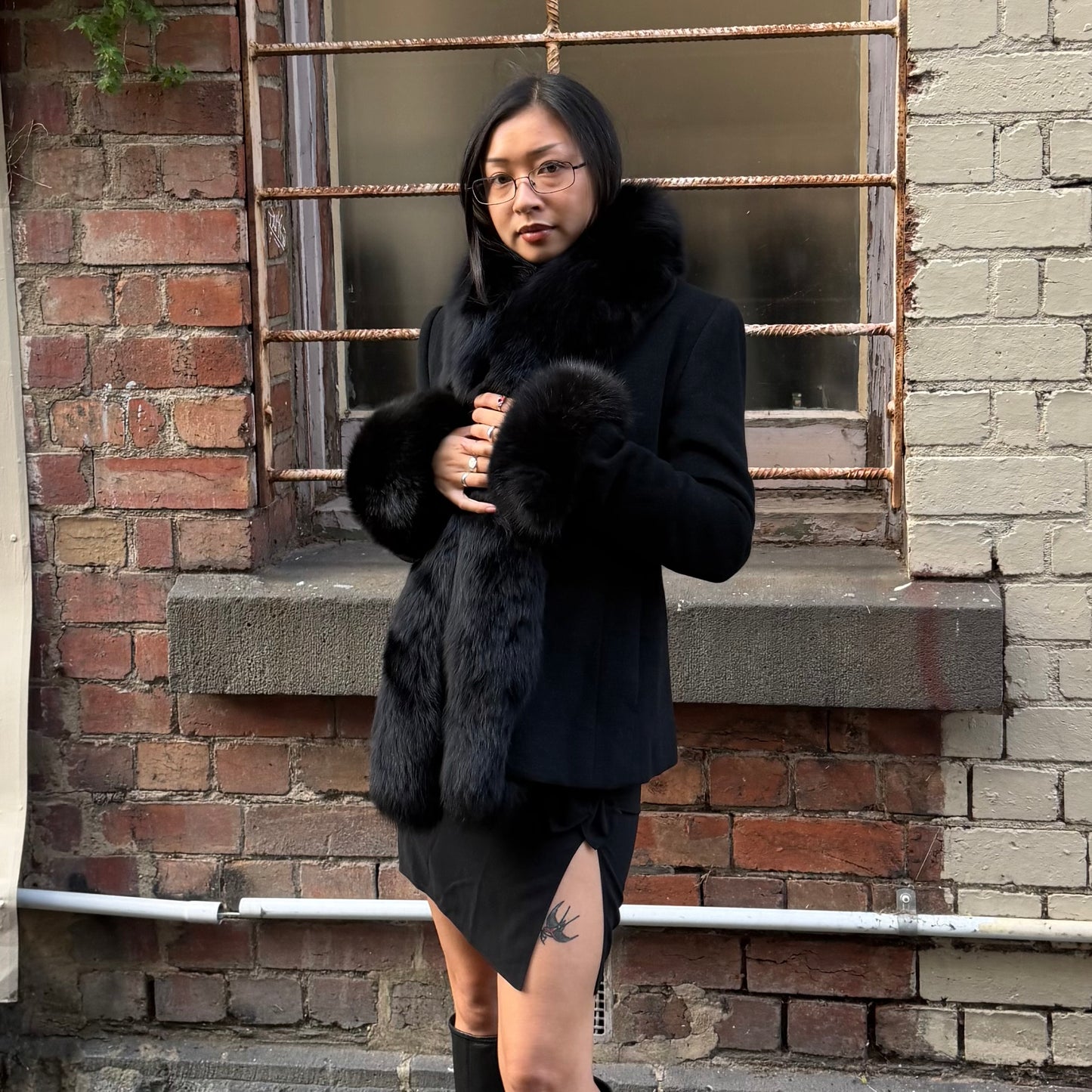 Vintage Coat with Real Fur Trim