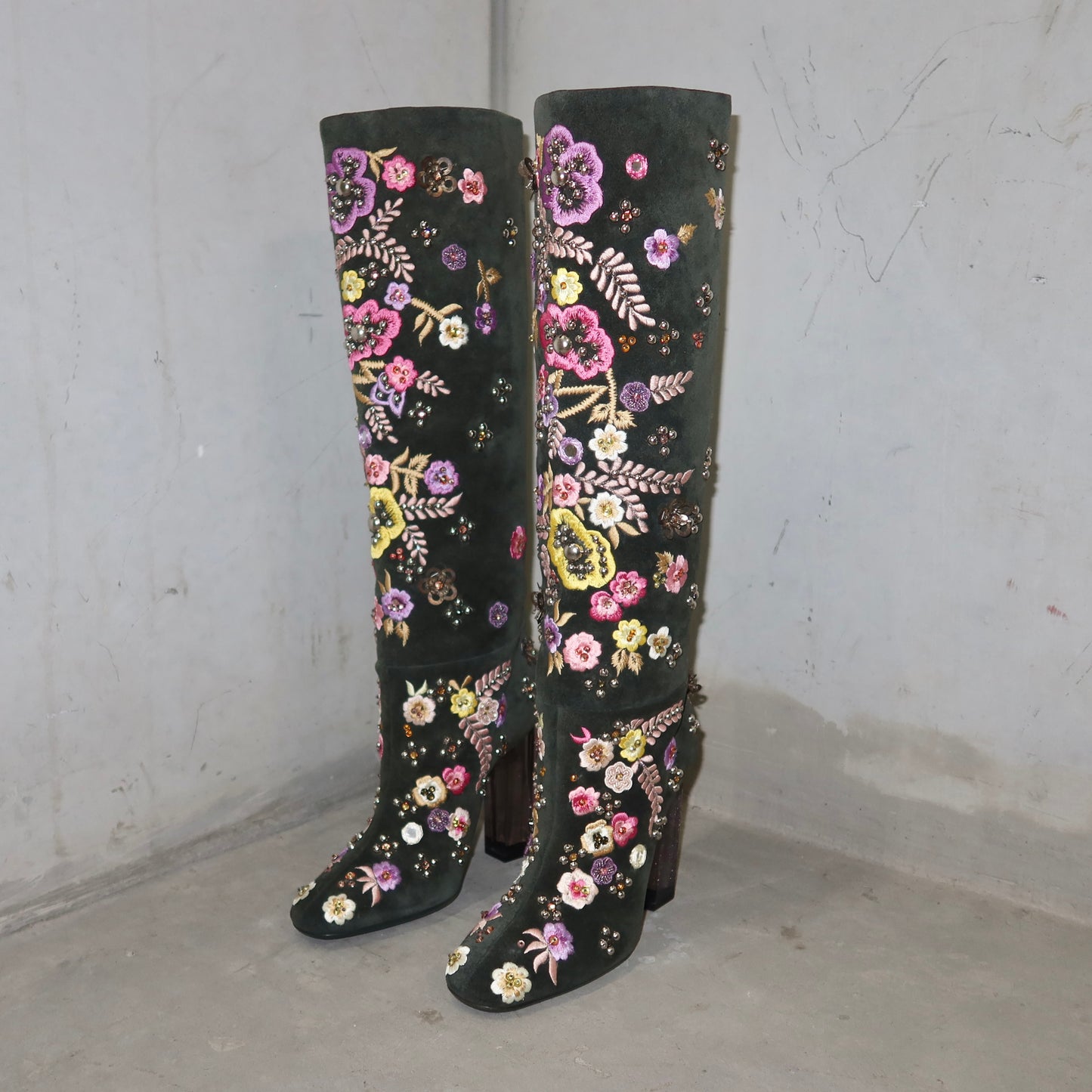 Emilio Pucci Embroidered Suede Boots (37)