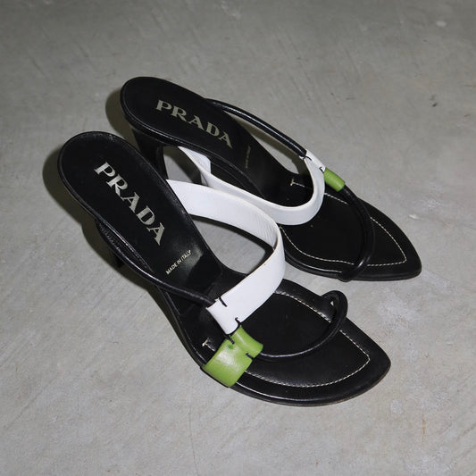 Prada White and Green Heels (38)