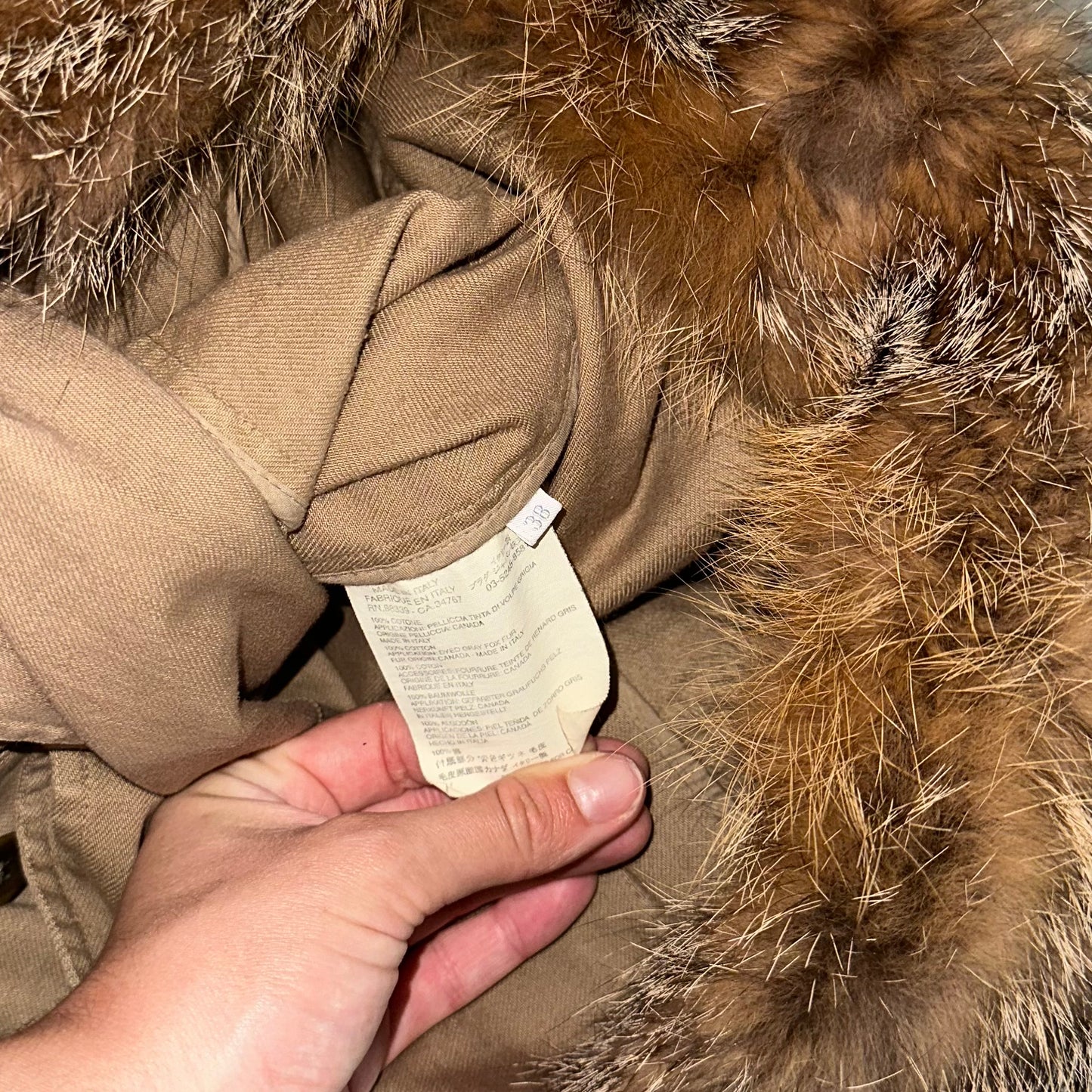 Miu Miu Canvas Trench with Fox Fur Collar