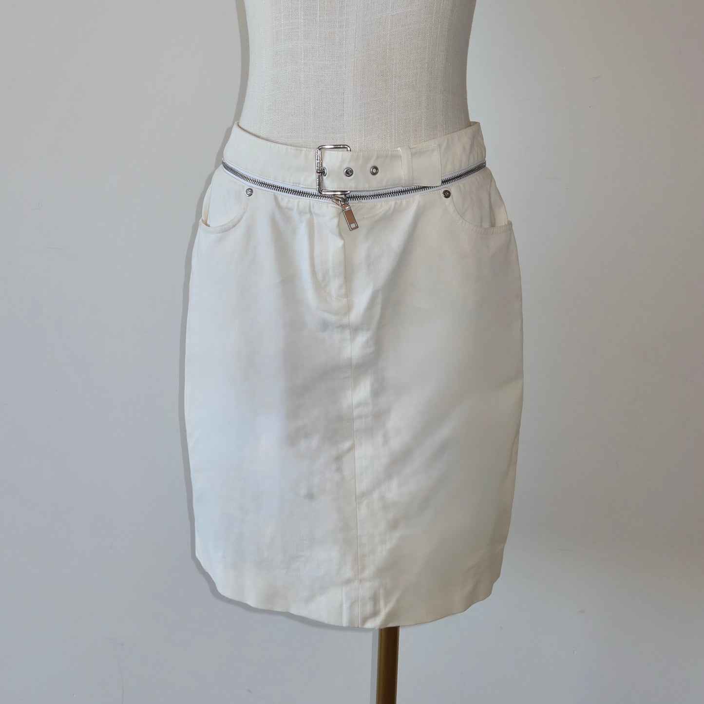 Celine White Zip Skirt