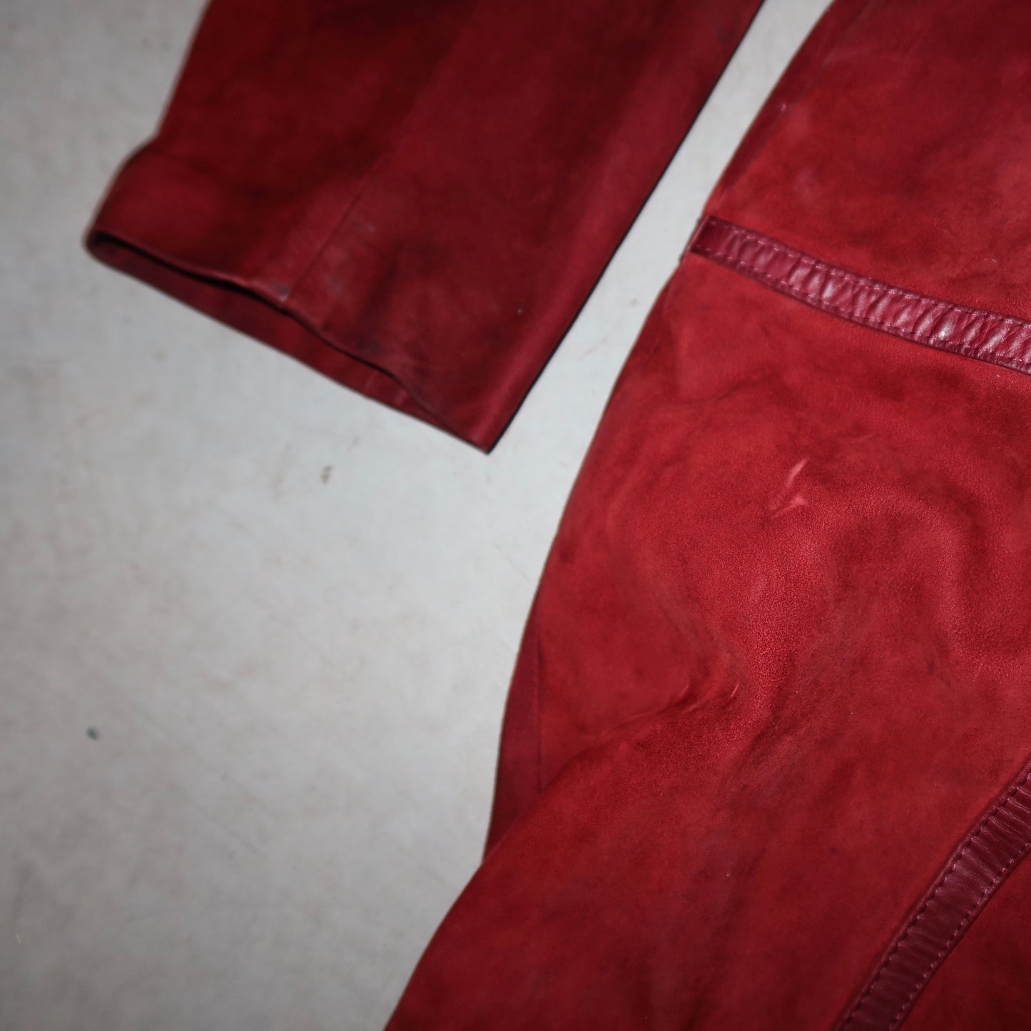 Vintage Red Suede and Fox Fur Trench