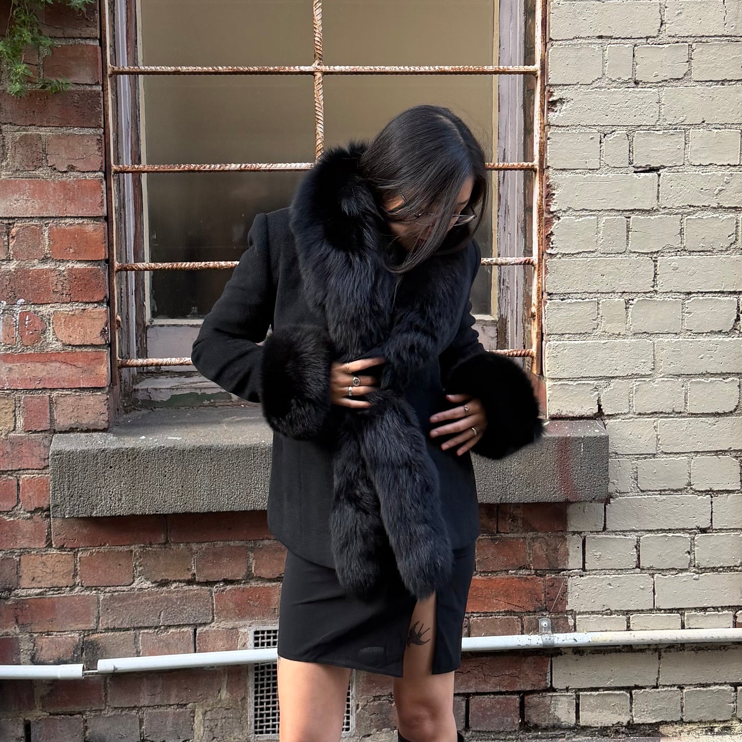 Vintage Coat with Real Fur Trim