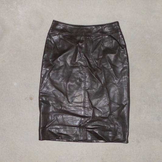 Burberry Brown Leather Pencil Skirt