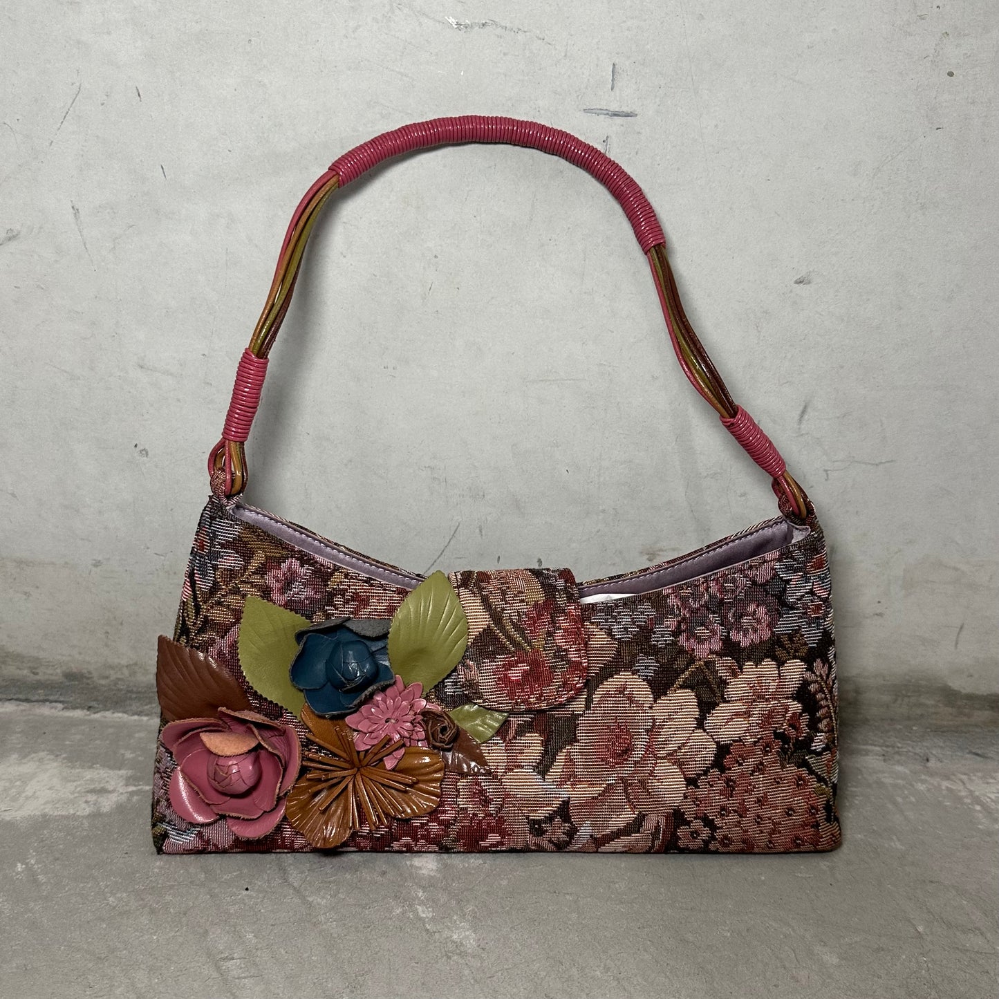 Moschino Tapestry Bag with 3D Flowers