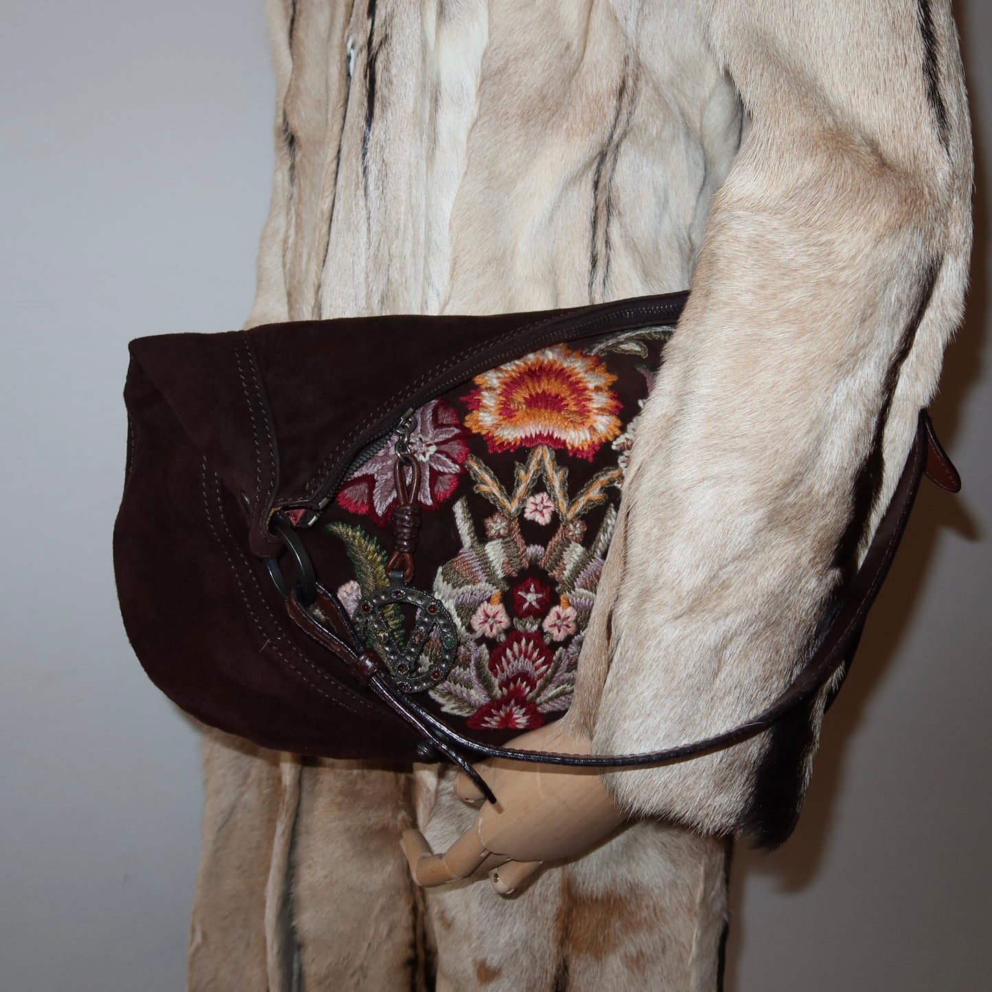 Valentino Suede Embroidered Bag