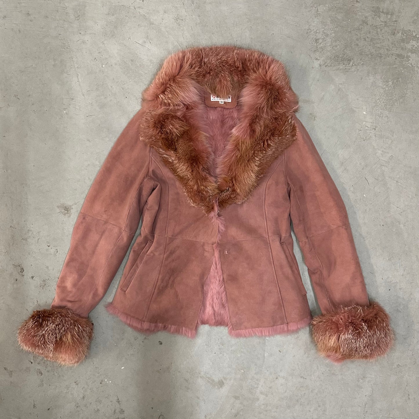 Morgan De Toi Pink Suede Jacket with Real Fur