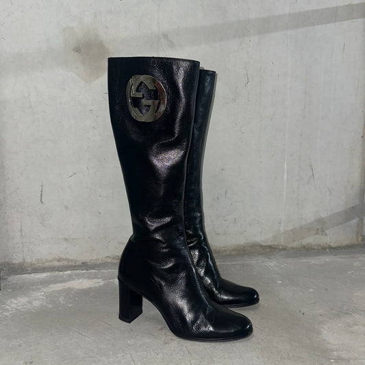 Gucci Logo Knee High Boots (36)