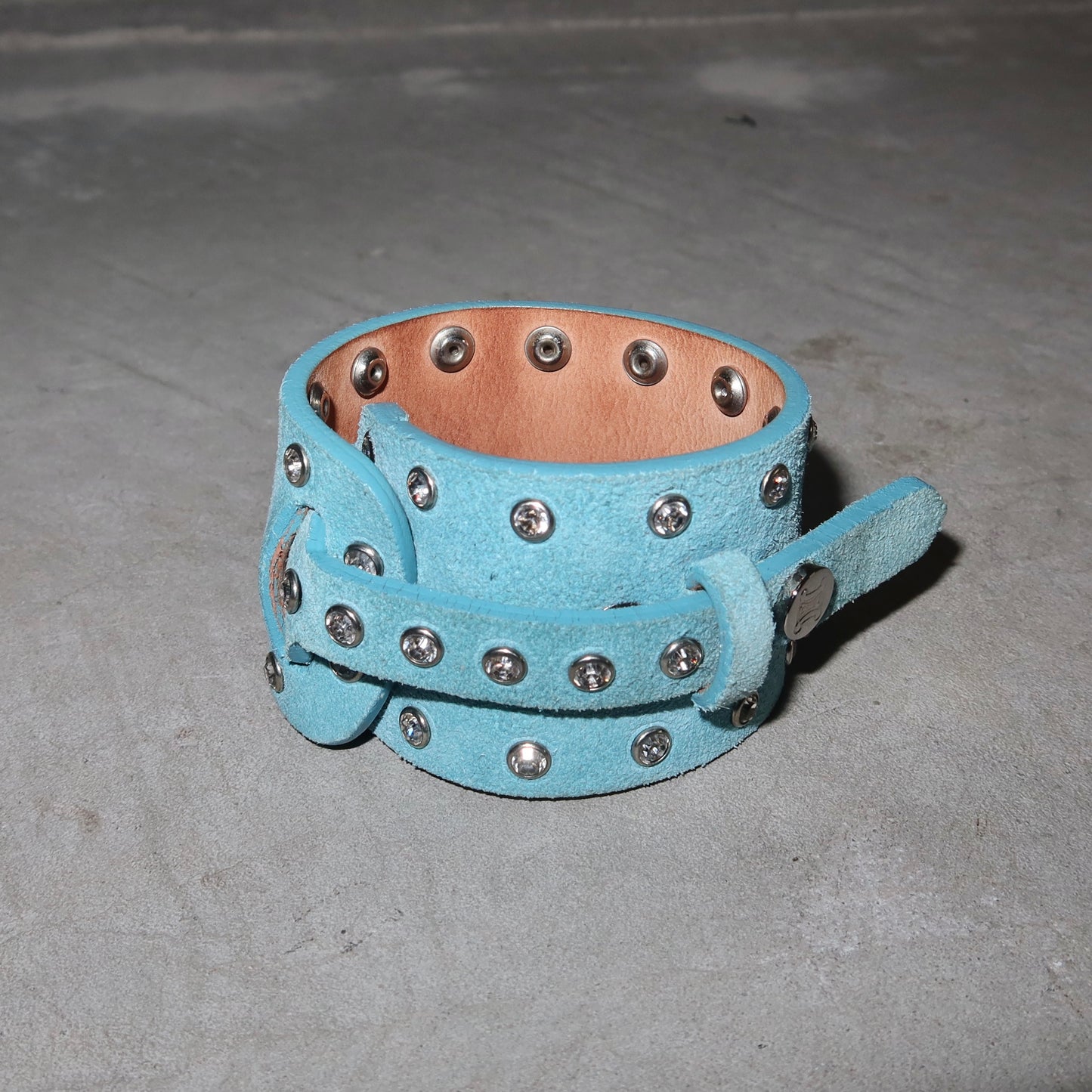 Celine Blue Suede Rhinestone Cuff