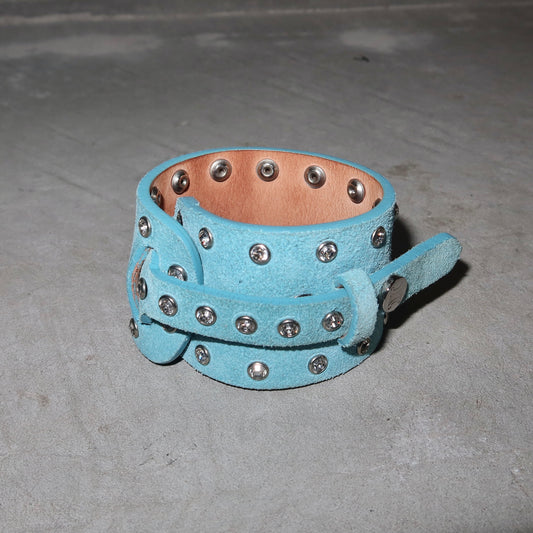 Celine Blue Suede Rhinestone Cuff