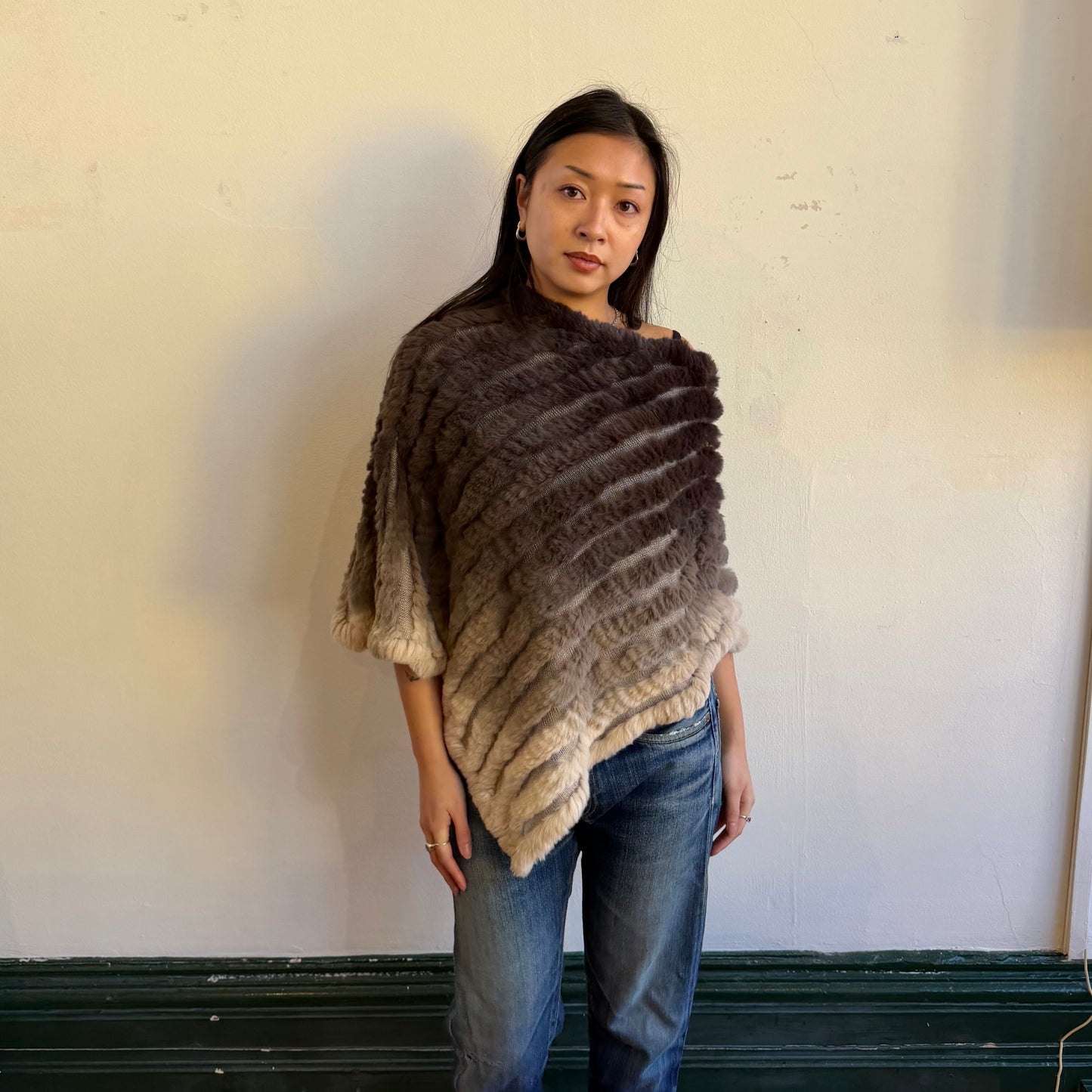 Vintage Real Fur Ombré Poncho