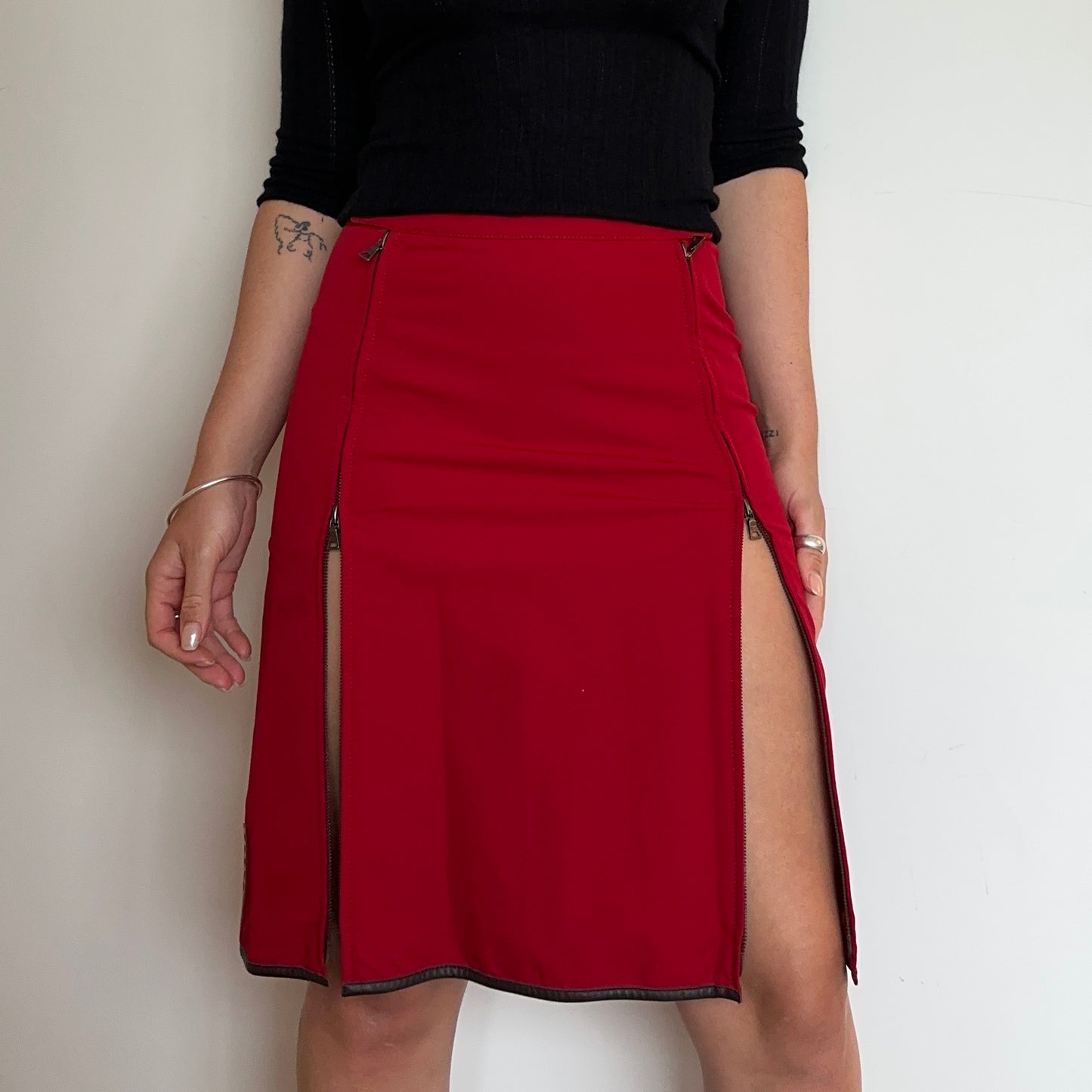 Prada Sport AW1999 Red Midi Skirt