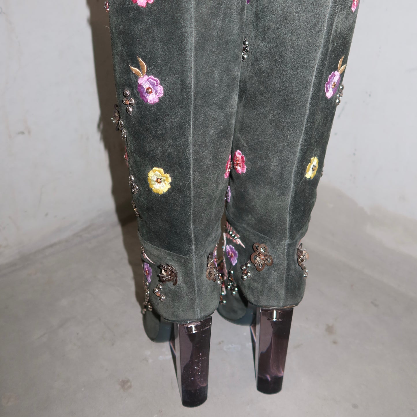 Emilio Pucci Embroidered Suede Boots (37)