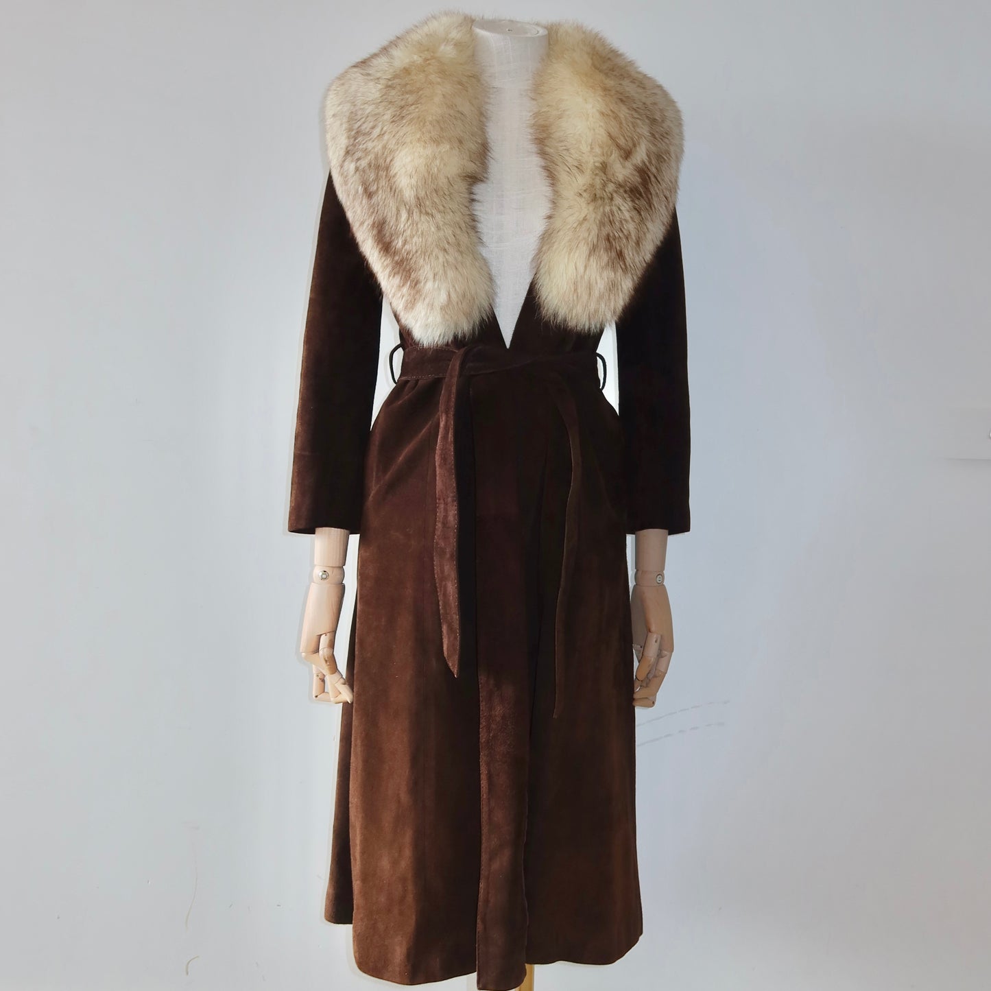 Vintage Suede and Fox Fur Trench