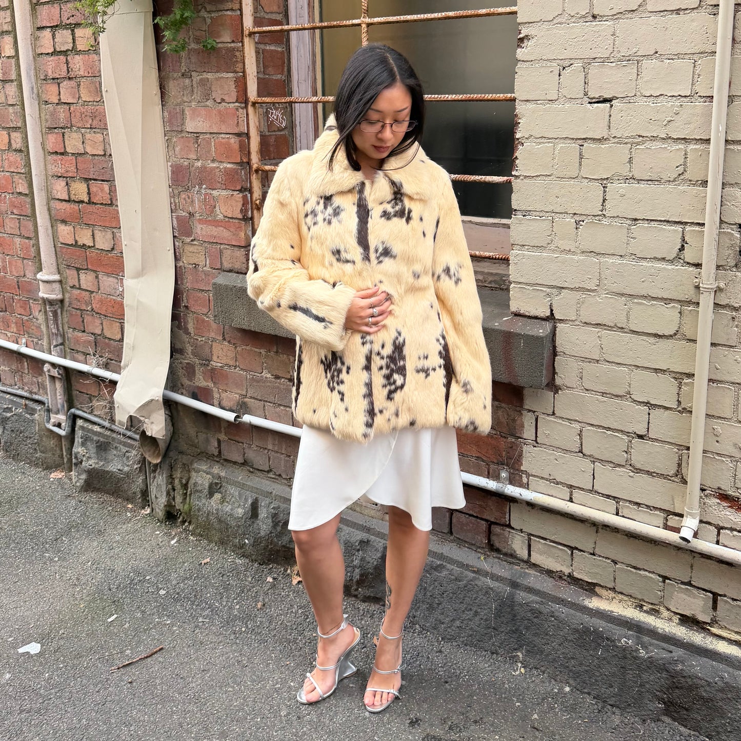 Vintage Spotted Rabbit Fur Coat
