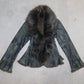 Vintage Green Fur and Leather Jacket
