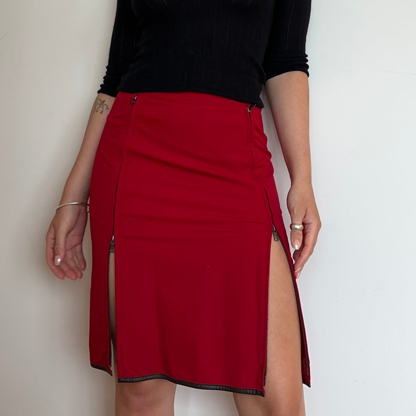 Prada Sport AW1999 Red Midi Skirt