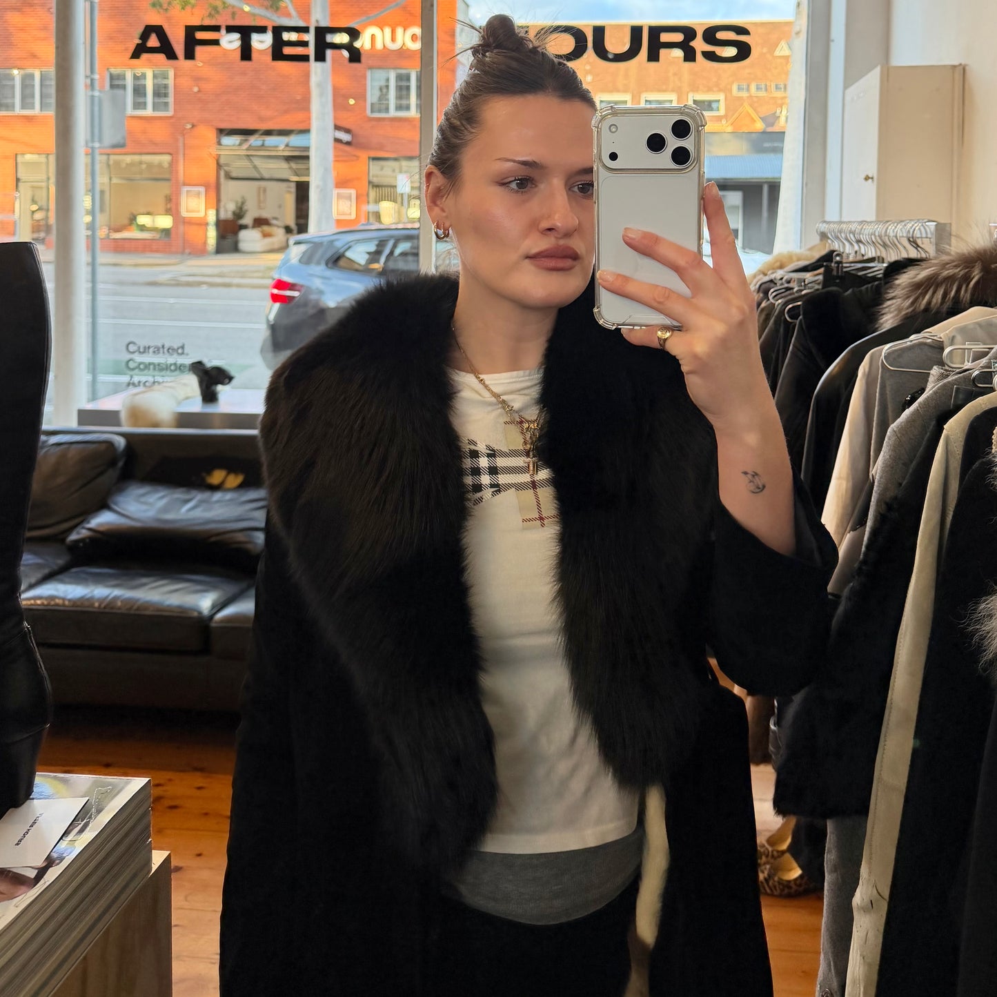 Vintage Fur Lined Suede Trench