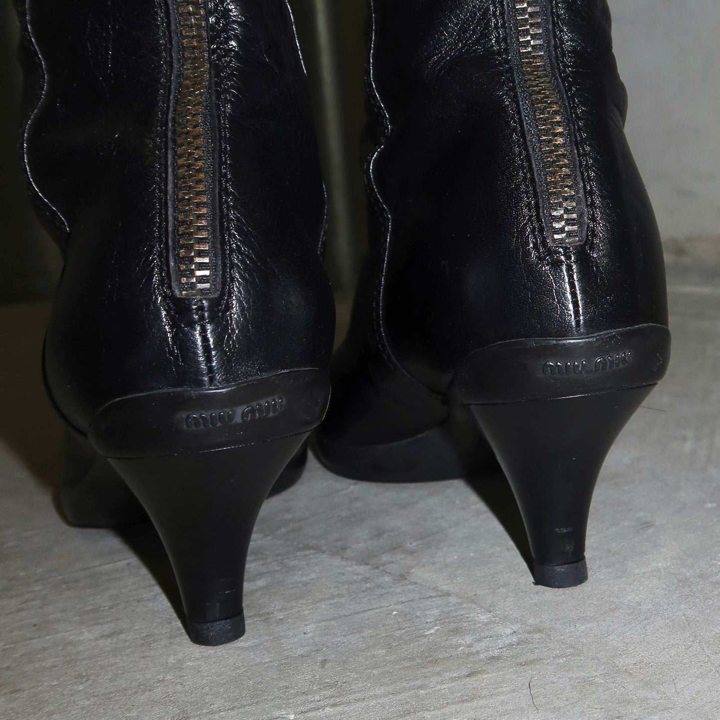 Miu Miu Black Leather Boots (38)