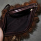 Vintage Italian Real Fur Trim Leather Bag